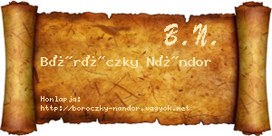 Böröczky Nándor névjegykártya