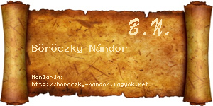 Böröczky Nándor névjegykártya